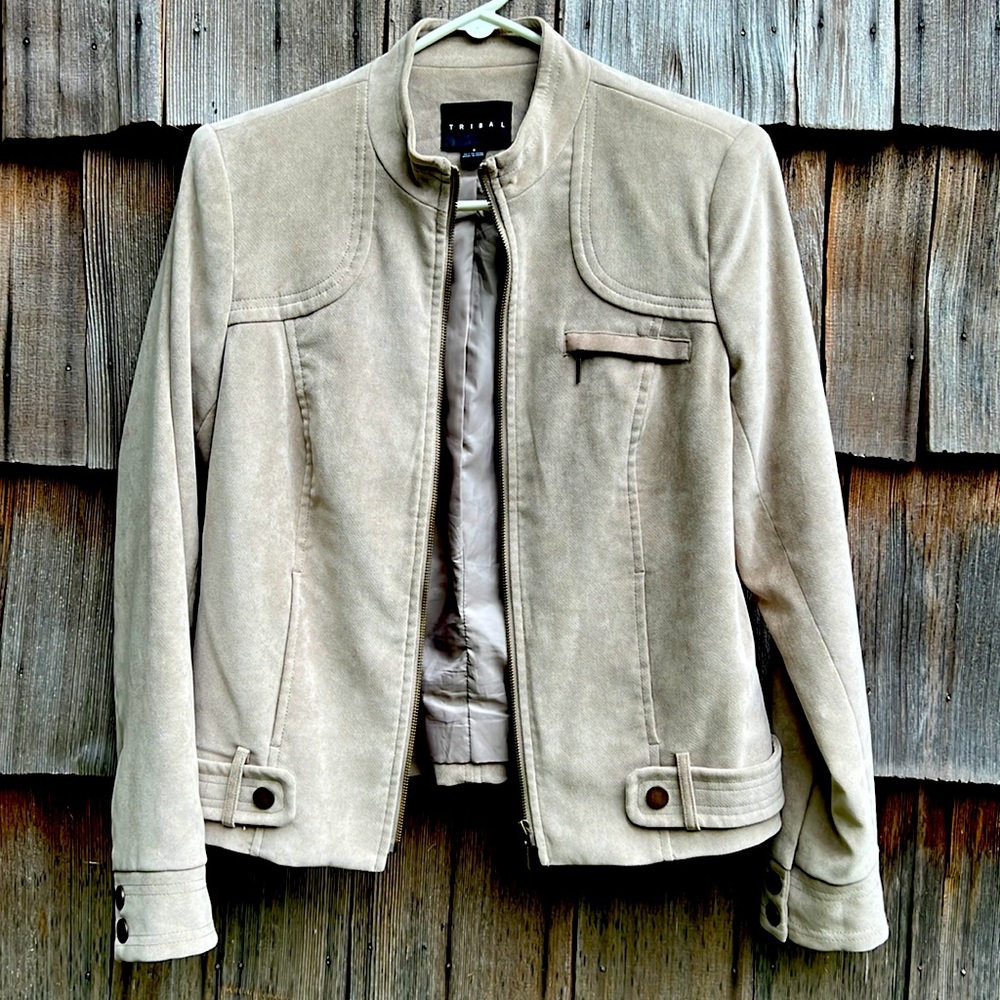 Adorable tan faux suede jacket